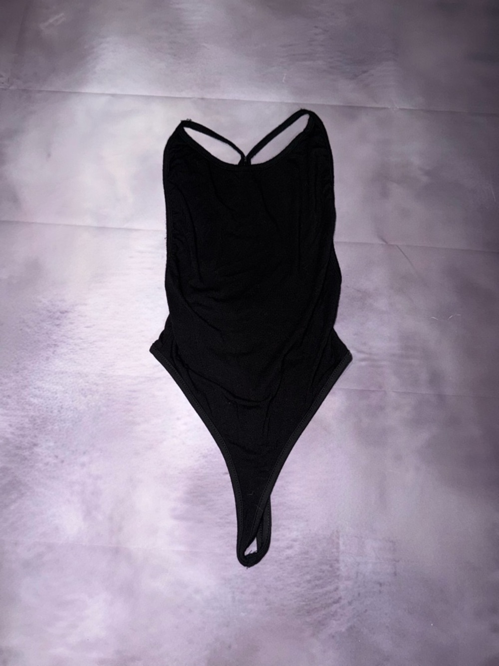 SHEIN Black Thong Bodysuit with Thin Straps